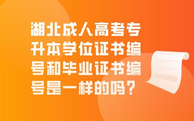 湖北成人高考专升本学位证书编号和毕业证书编号是一样的吗？(图1)