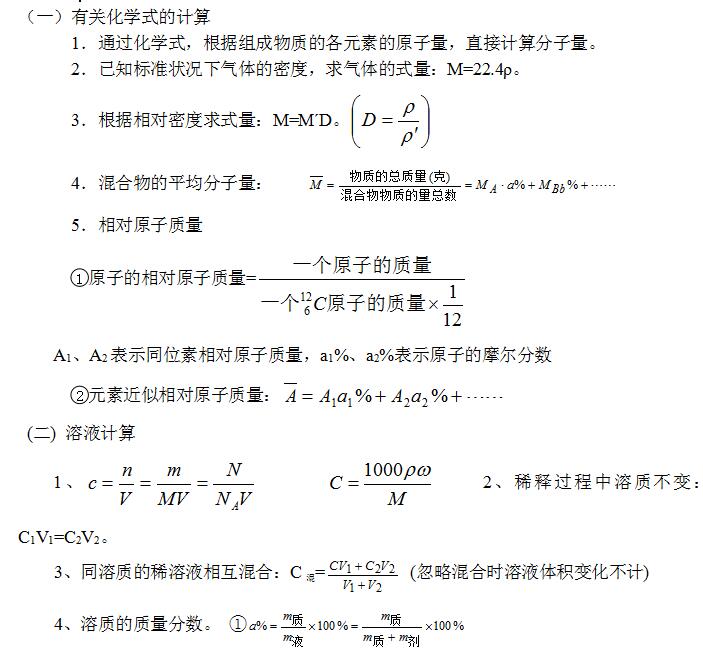 2020年湖南成人高考高起本化学考点